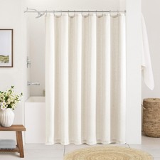 Cream Shower Curtain 66 Inches Long Linen Neutral Ivory Shower Curtain for Ba...
