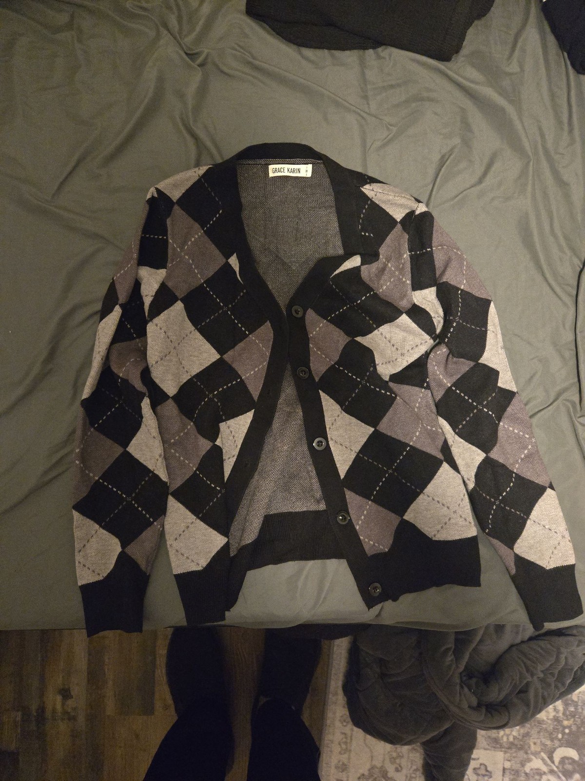 Grace Karin Argyle Pattern Button-Up Cardigan Swe… - image 1