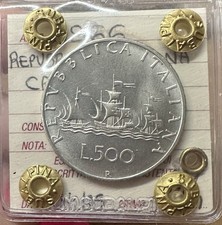 REPÚBLICA ITALIANA MONEDA LIRA 500 CARAVELAS 1966 Sellada FDC SUBALPINA