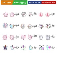 Hypoallergenic Surgical Stainless Steel Earrings for Girls Kids Women - 12 Pair