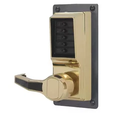 Dormakaba Llp1010-03-41 Push Button Lockset, Bright Brass, Lever