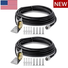 2* 3/4" Hole Mount NMO Bracket w/15' RG-58 Cable Mini-UHF Plug VHF/UHF/CB Radio