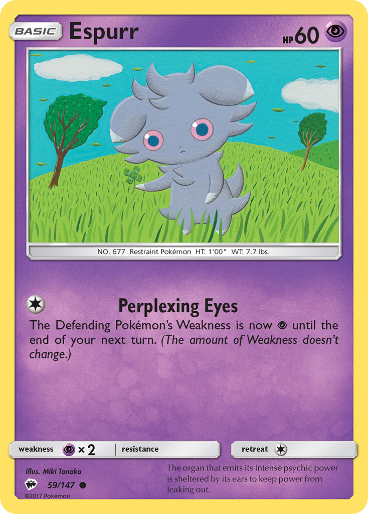 Espurr 59/147 Common Burning Shadows Pokemon Lightly Played