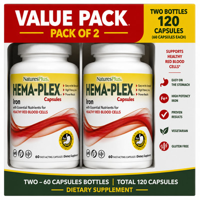 NaturesPlus Hema-Plex Iron 85 mg 60 Capsules   Pack of 2