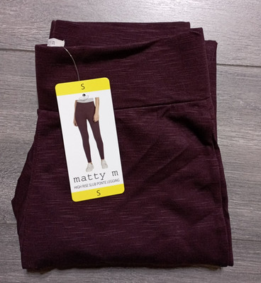 Matty M Leggings Adult Small Dark Wine High Rise Slub Ponte Womens