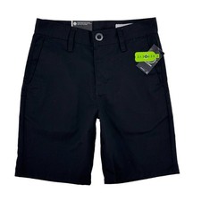 Volcom Frickin Solid Black Chino Shorts Boys Size 14 Large 27 7" Inseam