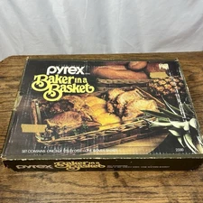 Vintage Pyrex Baker in a Basket Utility Baking Dish Woven Basket 2330 in Box