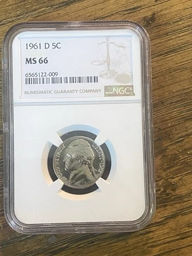 1961-D Jefferson nickel graded by NGC MS66