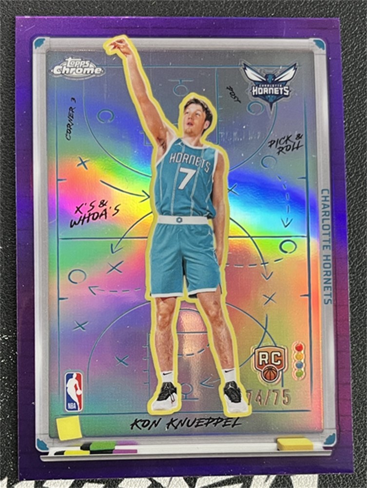 2025-26 Topps Chrome Kon Knueppel X's & Whoa's Purple Refractor Rookie RC /75