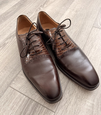 Mezlan (Olimpo) Men s US 10 Brown Leather Lace-Up Oxford Dress Shoes Almond Toe