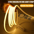 220V COB Neon LED Strip Lights Timer IP67 High Density Flexible Tape 4Key Dimmer