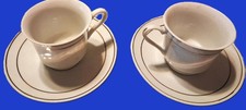 Vintage AOC Made in China Lot of 2 Demitasse Cups & 2 Saucer Gold Stripe