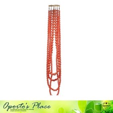 Multi Strand Faux Plastic Pearls Salmon Colored Adjustable Necklace Fashion