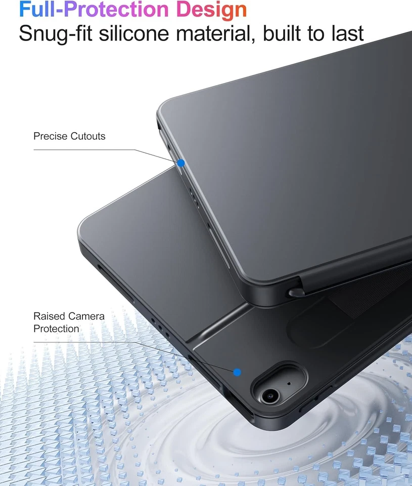 HOU Keyboard Case for iPad A16 11/10, Rotatable & Detachable, Adjustable Stand - Image 4 of 4