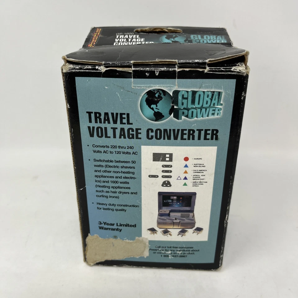 Global Power PowerLine Travel Voltage Converter GP-1600 MW3 Old Unused Stock - Image 3 of 4