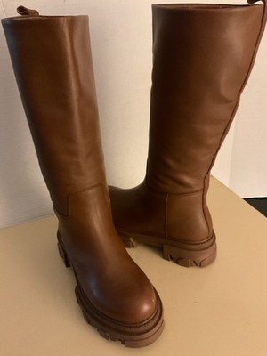Steve Madden Women Cognac Leather Tall Platform Knee High Boots US 8 Euro 39