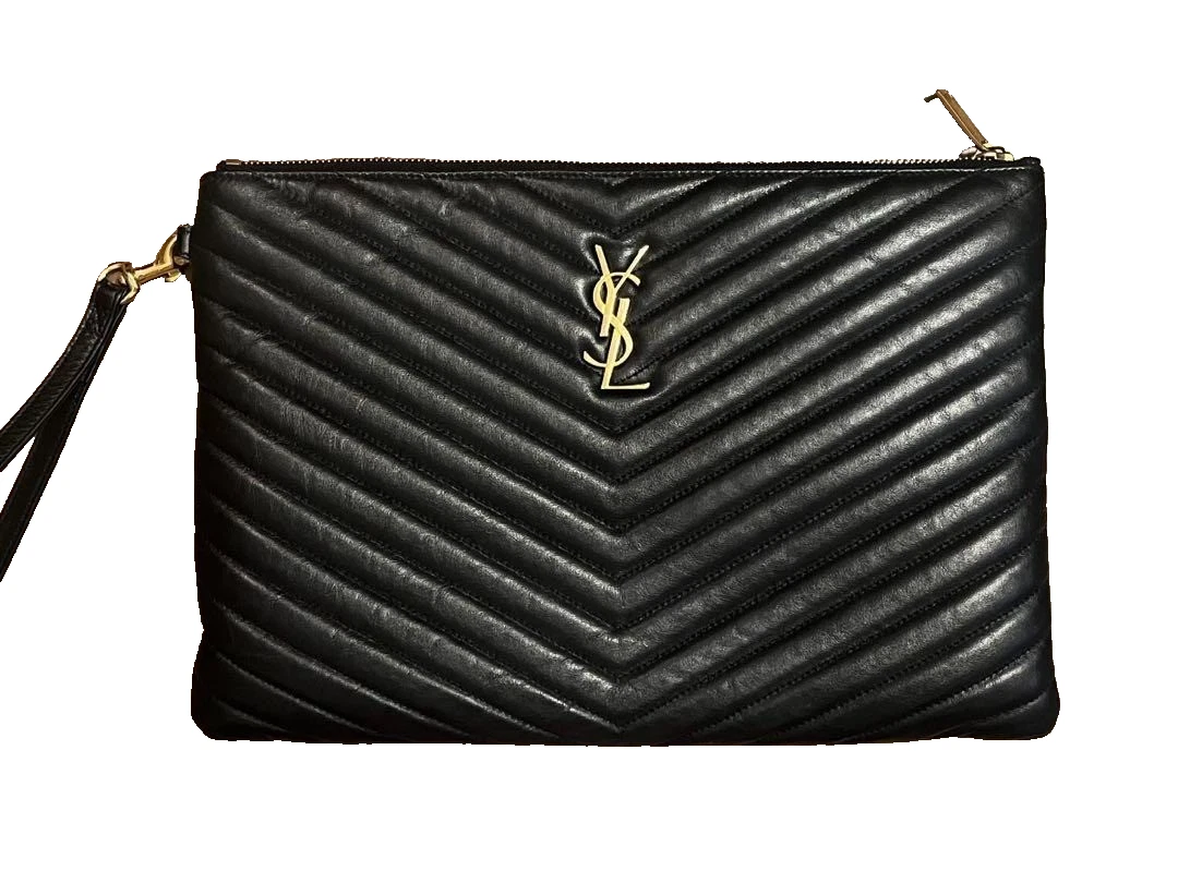 SAINT LAURENT (YSL) Saint Laurent YSL pochette borsa a mano monogramma pelle trapuntata borsa nera Giappone
