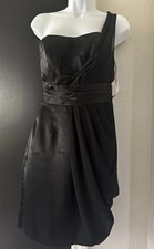DAVIDS BRIDAL BLACK SATIN STRAPLESS COCKTAIL Sz 2 Dress Mini Dance