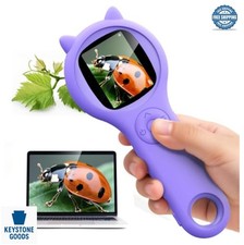 Kids Microscope 500X Digital Magnifying Glass 2 Inch IPS Screen LED USB-C