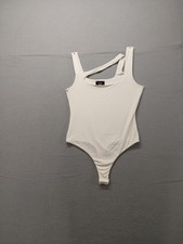 Vici Women Bodysuit M Cream Sleeveless Square Neck Straps Stretch Comfort Wear
