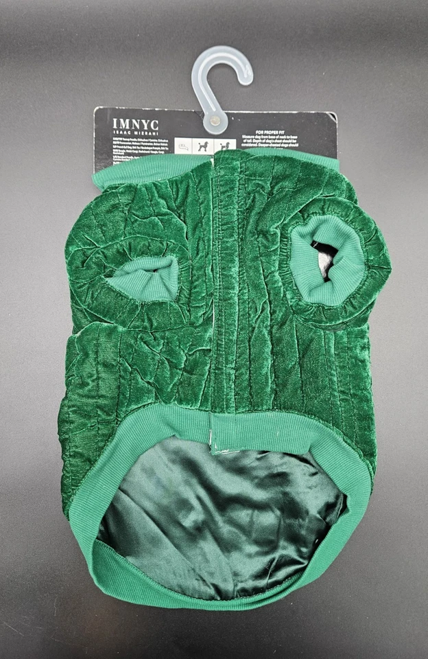 Nuevo IMNYC Isaac Mizrahi Ropa para Perro, Terciopelo Verde, Talla Mediana, Forrado Satinado  Foto 2 de 3