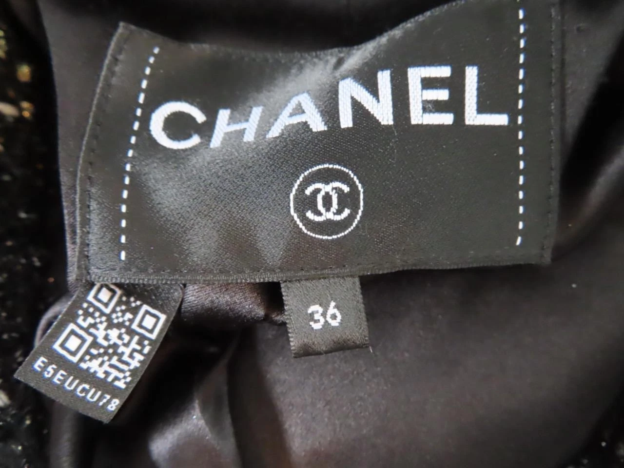 Cappotto giacca CHANEL nero metallizzato fantasia tweed spolverino taglia F 36 US 4