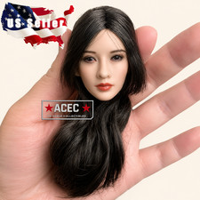 1/6 Asian Female Head Sculpt Ponytail Black Hair For 12" PHICEN Hot Toys Figure