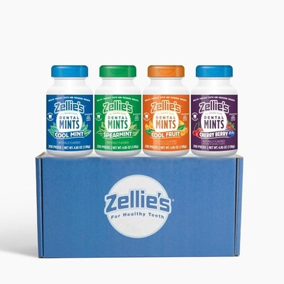 Zellie 100% Xylitol Sugar Free | Mint Gift Set | Cool Mint, Cool FruiT Pack oF 4