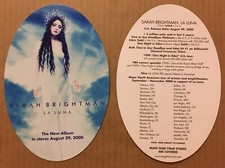 SARAH BRIGHTMAN Vintage 2000 PROMO Vinyl WINDOW CLING POSTER for Luna CD MINT