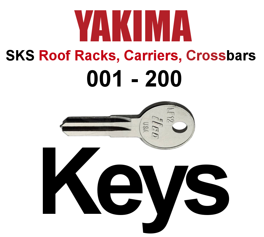 YAKIMA Roof Rack Keys Code Series 001-200 for Crossbars and Carriers