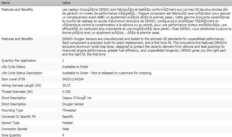 Sensor de oxígeno aguas arriba izquierdo DENSO para MITSUBISHI MONTERO V6-3,0 L 1995-1996 Foto 2 de 4