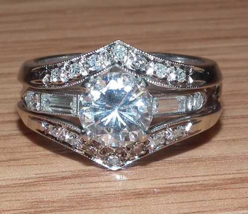 900 Platinum 10% Iridium 14K White Gold Engagement Moissanite Diamond Ring SZ: 6 - Picture 6 of 11