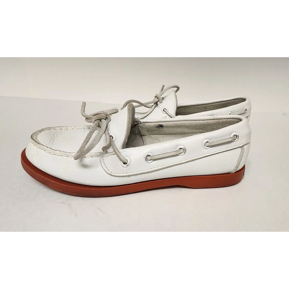 Sapatos Ralph Lauren Vintage Anos 1960 Juventude Couro Merton Camper Tamanho 1M Cor Branco - Imagem 4 de 4