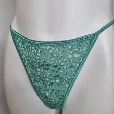 VTG Y2K Classified String Thong Panties Satin Burnout Sheer Tourquise Aqua Sz S