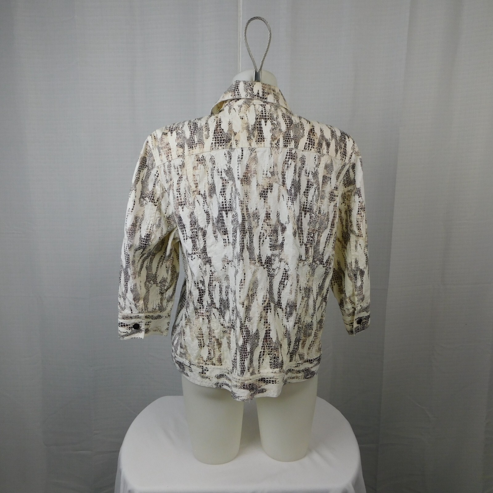 Chicos Full Zip Python Print Cotton Blend Jacket … - image 2