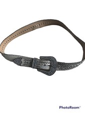 Vintage Light Gray Silver Embellished Rhinestones Womens Belt Size Medium