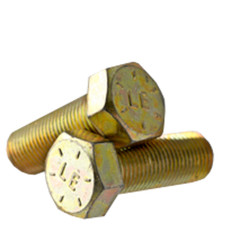 1/4-20 x 3/4 Steel Hex Bolt, Grade 8, Yellow Zinc, UNC, FT, Made in USA, 25PK