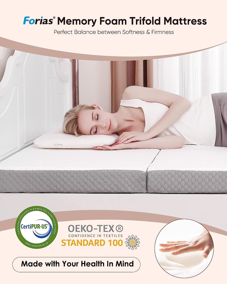 Forias Folding Mattress Tri fold Memory Foam 4 Inch Foldable