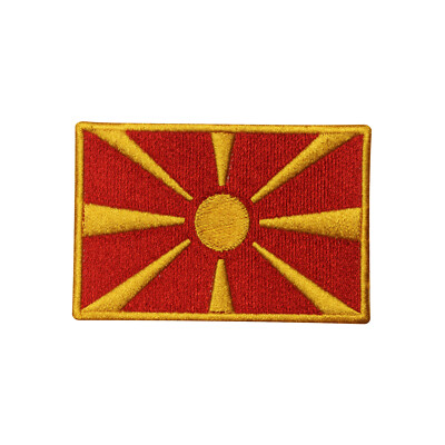 Mazedonien Länderflagge Aufnäher Bügelbild Patch Aufnäher Abzeichen bestickt Patch