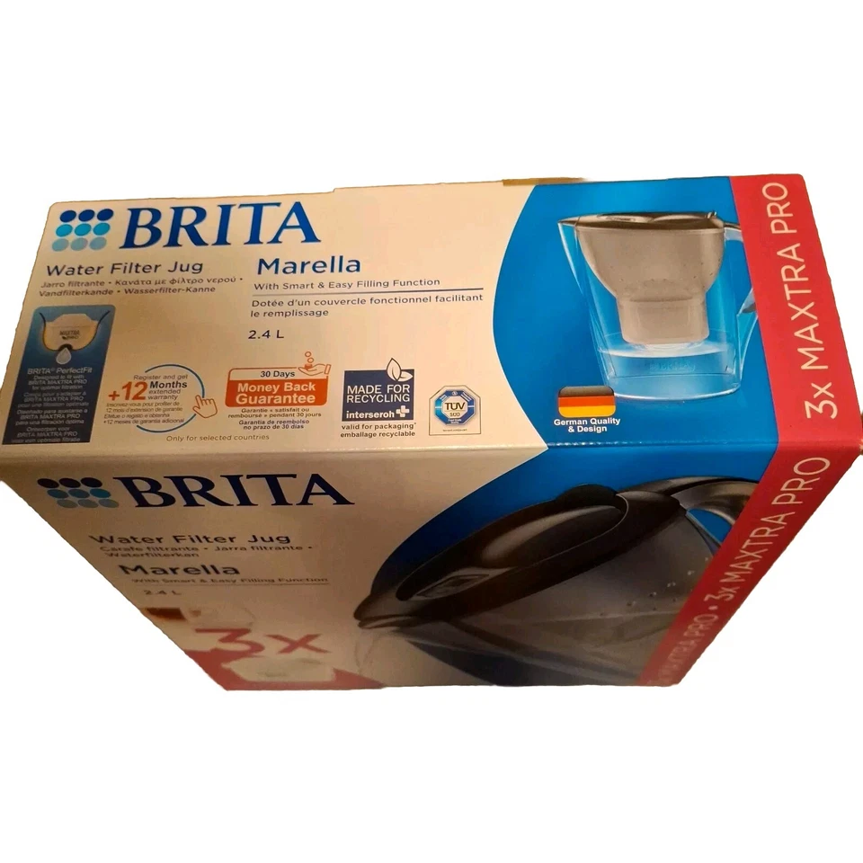 BRITA Water Filter Fridge Jug Marella 2.4L Grey + 3 Month MAXTRA PRO Cartridges - Image 3 of 3