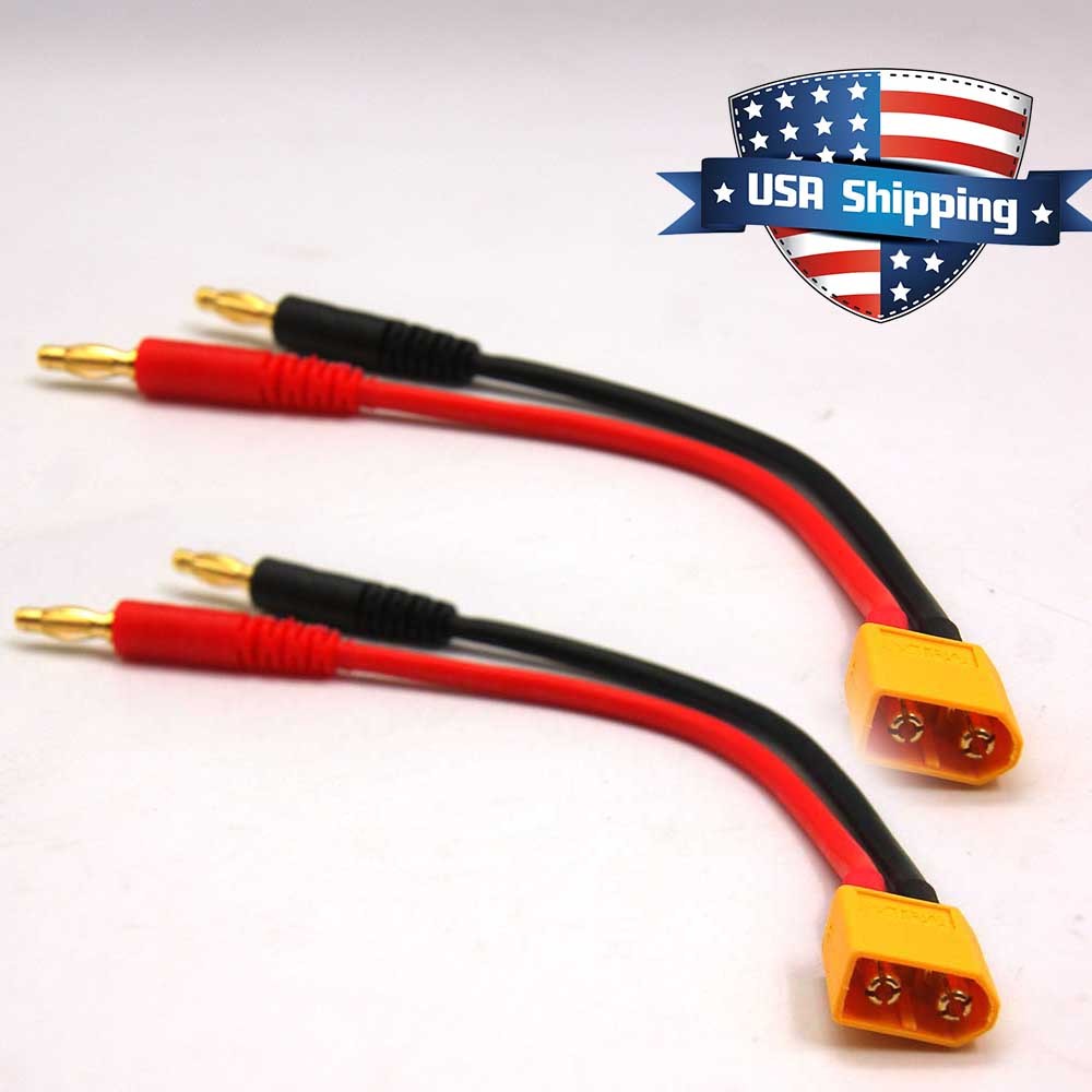 2pcs 4mm Bullet/Banana Connector to XT60 Charge Cable Lead f