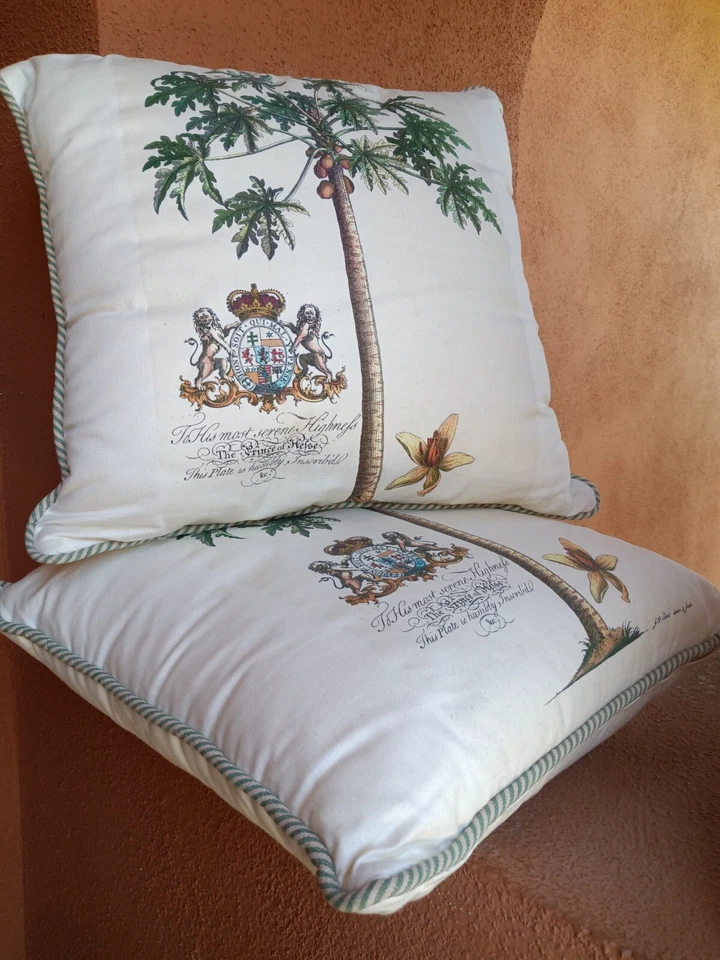 TOMMY BAHAMA BOTANICAL PILLOWS PALM TREE DECOR PAIR(2) - Image 2 of 4