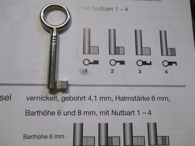 Möbelschlüssel mit Nut für Möbelschloss Schrankschlüssel mit Nutenbart