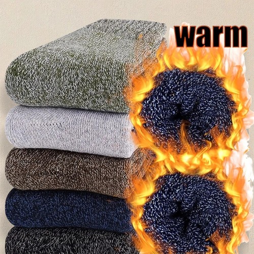 3/5 Pairs Men's Solid Color Socks Winter Warm Soft Breathable Casual Crew Socks - Bild 24 von 36