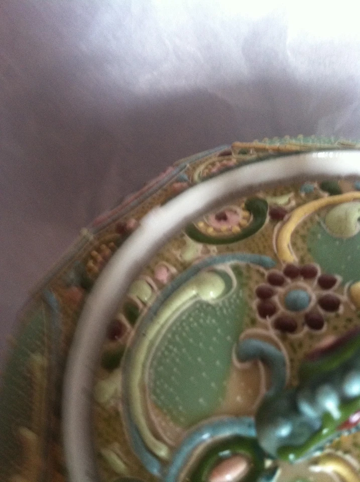 GORGOUS! Antigua tetera Moriage firmada hormiga sugerente crema verde firmada Foto 3 de 4