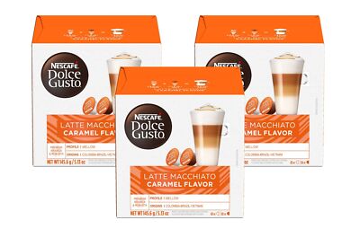 Nescafe Dolce Gusto Caramel Latte Macchiato 16 Count Coffee Capsules Pack of 3