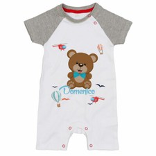 Pagliaccetto neonato personalizzato con nome orsetto e mongolfiere