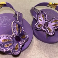 Build A Bear Workshop Sandals Purple Butterfly Shoes Summer Beads Stones Girls