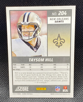 2024 Panini Score #204 Taysom Hill New Orleans Saints Football