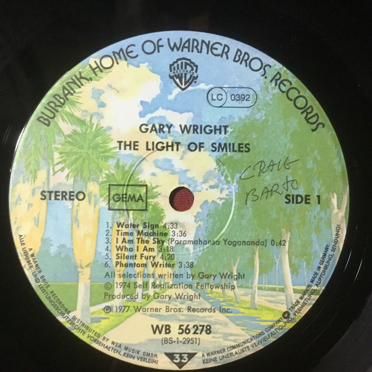 Gary Wright ‎– The Light Of Smiles 1977 Warner Bros. #WB 56